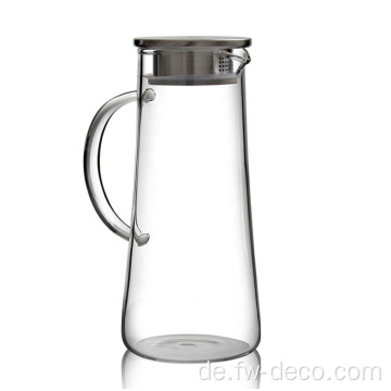 Hitzebeständiger 1500 ml Glaswasserkrug mit Deckel